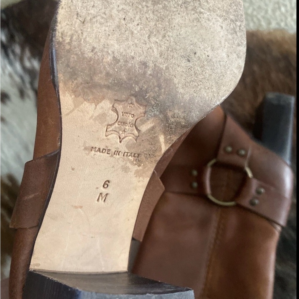 Michael Kors Harness Boots Heels Brown Distressed Leather Italy 6M - Picture 3 of 6